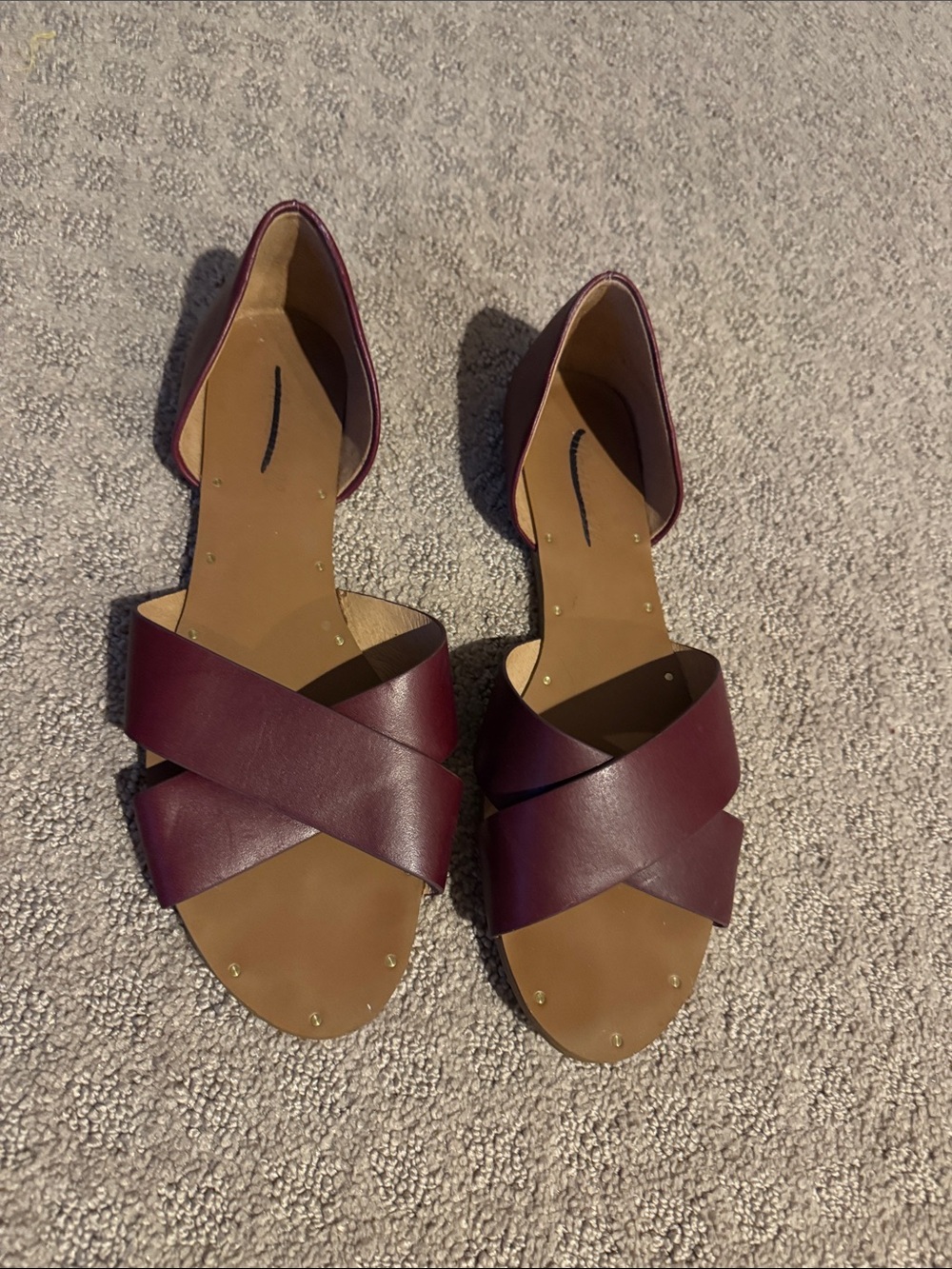 Madewell Burgundy Crisscross Leather Sandals
